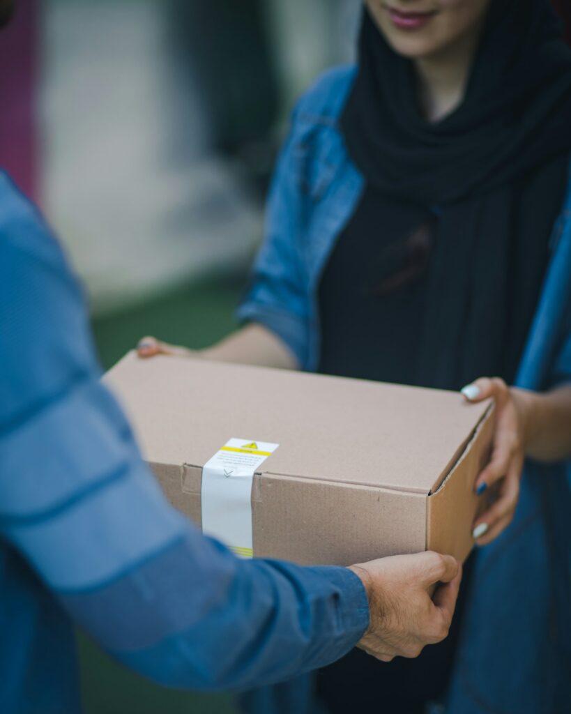 Stacked cardboard shipping boxes (illustrative stock photo)