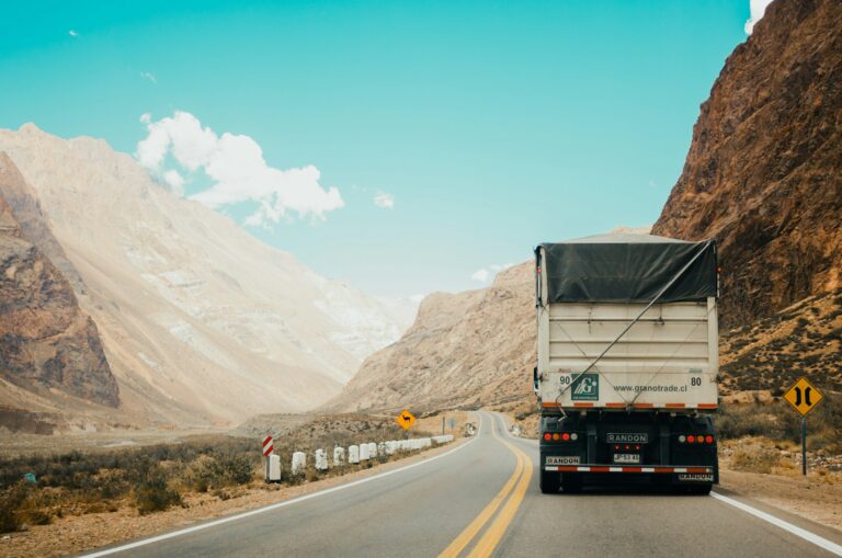 Commercial truck on a highway (illustrative stock photo)